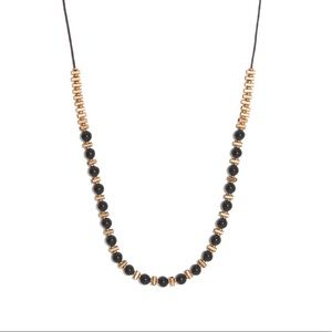 Madewell Adjustable Beaded Necklace (Black/Gold)